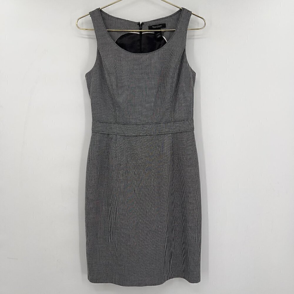 White House Black Market Women's Sleeveless Gray Lined Fitted Dress Size 6